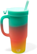 Silipint 32oz Silicone Tumbler with Handle, Flip Lid and Straw – BPA-Free, Non-Toxic, Freezer, Microwave, Dishwasher Safe Tumbler – Perfect for Tea, Smoothies (Aurora) Pack of 1 by Silipint