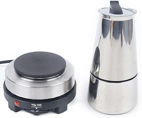 YIYIBYUS Classic Stovetop Espresso Maker - 300ml Espresso Coffee Maker Stainless Steel Moka Coffee Pot W/Electric Stove for Great Flavored Strong Espresso, Classic Italian Style Espresso Cup Moka Pot by YIYIBYUS