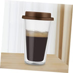 350ml Double Wall Glass Mug with Silicone Lid Coffee Cup - Image 5
