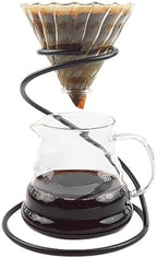 Pour Over Coffee Maker Set, Includes Glass Coffee Dripper, Metal Dripper Stand and Heat Resistance 600Ml Coffee Server,Black by LGRFUXIN