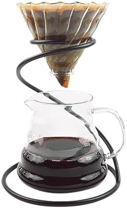 Pour Over Coffee Maker Set, Includes Glass Coffee Dripper, Metal Dripper Stand and Heat Resistance 600Ml Coffee Server,Black by LGRFUXIN