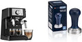 De'Longhi Stilosa Manual Espresso Machine, Latte & Cappuccino Maker, 15 Bar Pump Pressure + Manual Milk Frother Steam Wand, Black/Stainless, EC260BK & DLSC058 Coffee Tamper by DeLonghi