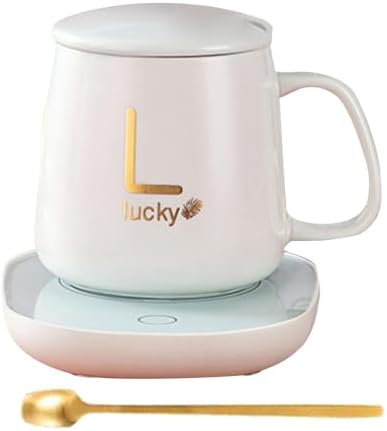 Mug and Warmer Set for Coffee Electric Plate for Beverage Heating at Home and Office White by Unknown