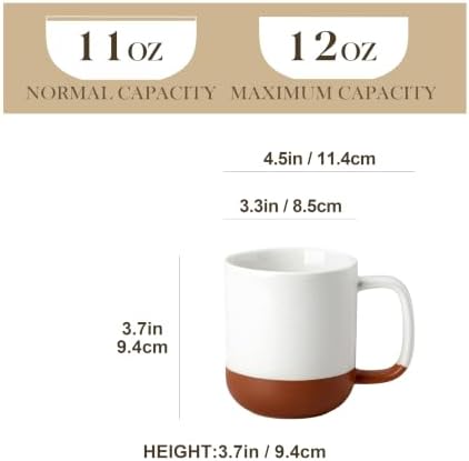 MALACASA Ceramic 11oz Coffee Mugs Set of 6, Khaki White - Image 2