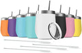 8 Pack 12 oz Stainless Steel Wine Tumbler with Lids, Double Wall Vacuum Insulated Travel Cup Including 8 Straws Set for Coffee, Cocktail, Drink, Tea and Beer (Assorted Colors) by Deitybless