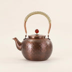Copper Kettle Teapot With Strainer Hand Hammered Copper Tea Pot Stainless Mesh Infuser Tall Arched Handle Short Spout Lid suitable for tea lovers holiday gifting home serving - Image 6