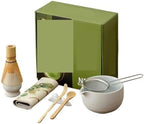 8pcs/set Matcha Set With Whisk Vintage Coarse Pottery Matchaset Ceramic Bowl(Moon white 8pcs) by Unknown