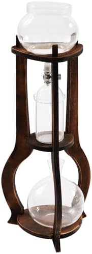Tower Cold Brew Coffee Maker with Wood Tripod Stand, Adjustable Copper Drip Speed Valve, Ice Coffee Machine for Home, Coffee Shops, Cafes, Offices, Makes 6-8 Cups (Brown) by iSamLam