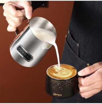 Stainless Steel Milk Frothing Pitcher 17 fl oz, Graduated Measurement Markings, Coffee Latte Art Steaming Jug, Polished Finish, Durable Kitchen Tool for Baristas and Home Use - Silver by Unknown