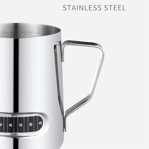 12/20oz Milk Frothing Pitcher with Temperature Display Stainless Steel Frother Jug Cup for Latte Art Barista(350ml 12oz) - Image 6