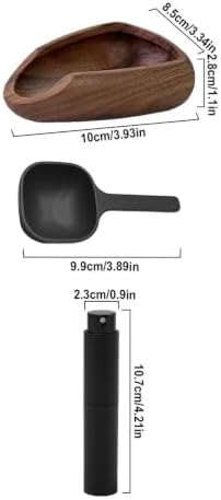 Wooden Coffee Bean Dosing Cup Set with Spray Bottle and Spoon - Image 3
