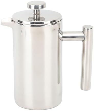 French Press Coffee Maker, 350ml Stainless Steel Double Insulated Heat Coffee Pot with Easy Pour Lid, for Home Brewing by Unknown