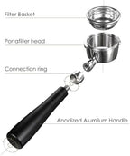 SANTOW 58mm Bottomless Portafilter for Gaggia Classic, Naked Espresso Portafilter Compatible with Gaggia Classic & Classic Evo Pro, Black Anodized Aluminum Handle with Precision Filter Basket - Image 3