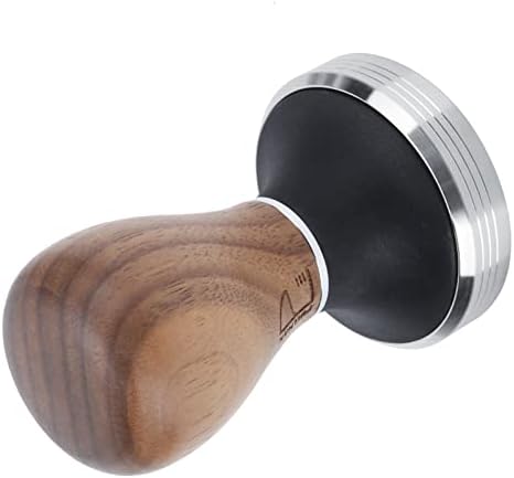 Coffee Tamper and Mat Set - Durable Silicone Coffee Tamping Pad with Stainless Steel Tamper for Home Baristas - 58mm Walnut Base (Black) - Image 4