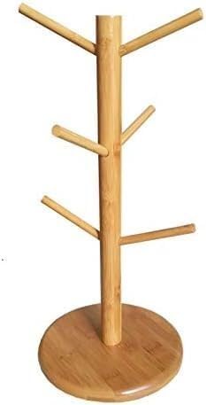 Coffee Mug Rack Cup Holders Wooden Mug Hanger Rack Tree Shape Coffee Tea Cup Storage Holder Removable Wooden Mug Stand Organizer Drinkware Shelf with 6 Hook Mug Stands - Image 5