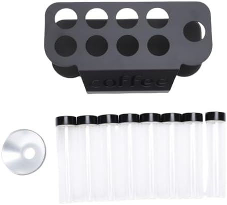 Jiawu Coffee Bean Storage Tubes, 8 Tubes Single Dose Coffee Bean Cellars with One Way Exhaust Valve, Coffees Storage Container with Metal Stand & Funnel, Glass Vials for Tea Nuts - Image 6