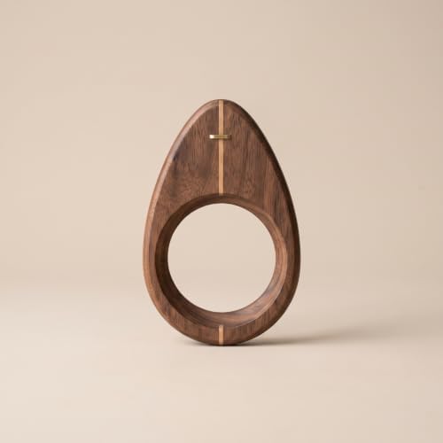 Coffee Drip Stand Wooden Dripper Holder Pour Over Base Rack With Walnut Wood Grain And Artisanal Inlay Decorative Line Suitable for home office break room coffee bar - Image 3