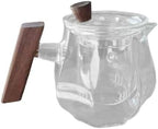 Glass Teapot Loose Leaf Teapot with Removable Infuser Tea Kettle Tea Warmer High Borosilicate Glass with Wood Handle Suitable for Home Office - Image 6