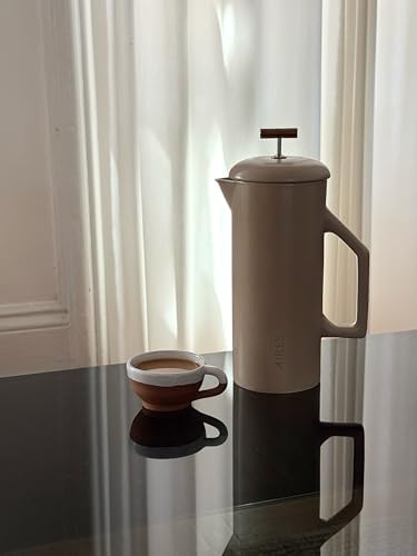 AIRES Ceramic French Press Coffee Maker – 34 oz Heat-Retaining Stoneware – Elegant Neutral Color – Inspired by Buenos Aires Coffee Culture – Gift-Ready with Barista Brewing Guide - Image 3