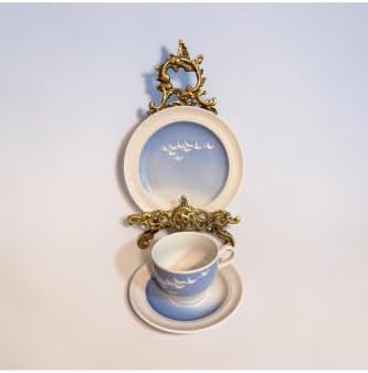SODEF Vintage Coffee or Tea Cup and Dessert Plate Set - 3-Piece Single Serving, 150 ml Cup, 6.7 in Plate, Blue Porcelain, Damask-Free Design, appropriate for Coffee, Tea, and Desserts - Blue by Unknown