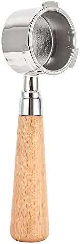 Bottomless Portafilter Coffee Machine Handle, Stainless Steel Filter Holder Basket Replacement Tool, Ergonomic Wooden Handle for Espresso Extraction, Barista Accessory for Home and (51mm beech) by Unknown