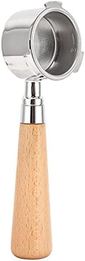 Bottomless Portafilter Coffee Machine Handle, Stainless Steel Filter Holder Basket Replacement Tool, Ergonomic Wooden Handle for Espresso Extraction, Barista Accessory for Home and (51mm beech) by Unknown