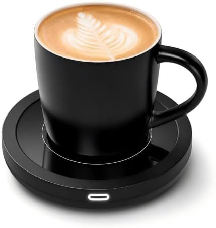 BESTINNKITS Coffee Mug Warmer & Mug Set for Desk, 14oz Ceramic Mug, Black by BESTINNKITS
