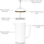 Easyworkz Porcelain French Press 34 fl oz, Coffee Tea Maker with Stainless Steel Plunger 1000 ml, Ivory - Image 3