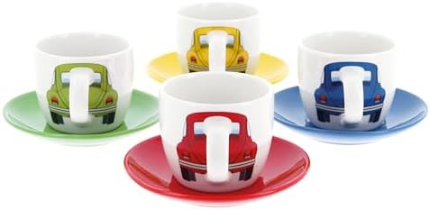 BRISA VW Collection - Beetle Bug Ceramic Espresso Cups, 4-Pack - Image 4