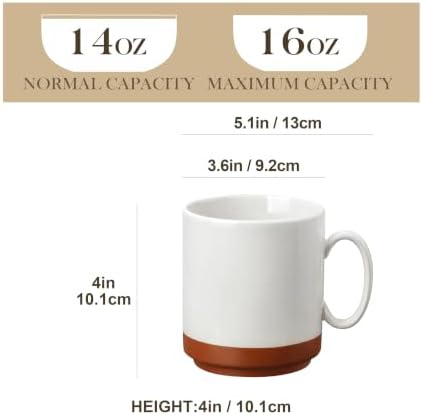 MALACASA 16oz Ceramic Coffee Mugs Set of 6, Khaki White - Image 2