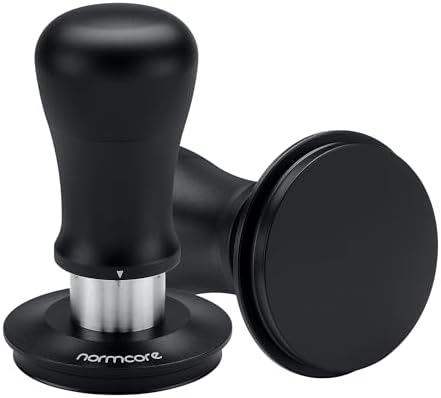 Normcore 58mm Coffee Tamper V5, Spring-loaded Espresso Tamper with Titanium Coating Flat Base, Anodized Aluminum Handle and Silcone Stand, Black - Image 3