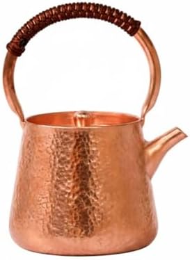 Amagogo Copper Kettle Tea Pot Teapot Water Boiler Hammered Copper Detailing Handcrafted Texture Compact Handle suitable for daily guest sharing countertop decor, Copper, Natural Copper by Unknown