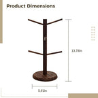 Freestanding Wooden Coffee Cup Holder, Roast Color, Coffee Mug Tree With 6 Hooks, Space-Saving Kitchen Organizer, Crafted For Kitchen Countertops - Image 3