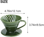 Reusable Ceramic Pour Over Coffee Dripper Porcelain Drip Coffee Maker with Hole Flat Bottom Ceramic Pour Over Maker for Office,Home,Travel,Camping (Green) - Image 2
