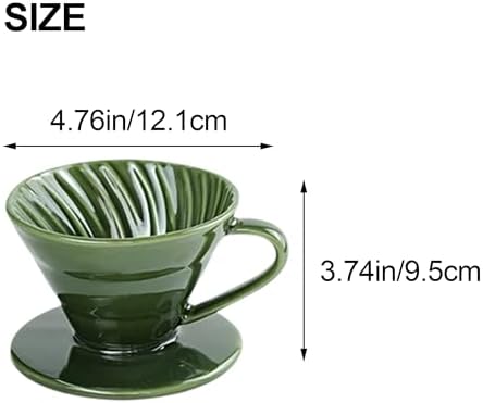 Reusable Ceramic Pour Over Coffee Dripper Porcelain Drip Coffee Maker with Hole Flat Bottom Ceramic Pour Over Maker for Office,Home,Travel,Camping (Green) - Image 2