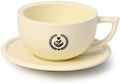 Ceramic Latte Art Cup with Saucer Set - 10oz Thickened Rim Cappuccino Cup for Perfect Crema, Anti-Slip Base & Matte Glaze, Espresso Coffee Mug for Home Barista & Kitchen, Creamy Yellow by MUVNA