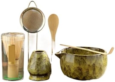 Matcha Blender Ceremony 4/5/6pcs Set Ceramic Chawan Bowl Bamboo Whisk And Tea Scoop Tools Kit(6PCS 05) by Unknown