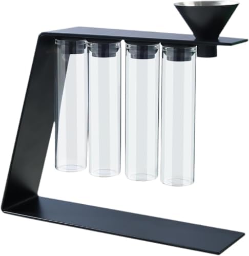 Coffee Bean Storage Container Set with Glass Tubes and Iron Rack by Unknown
