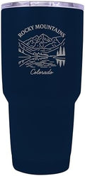 Rocky Mountains Colorado Minimalistic Design Souvenir 24 oz Engraved Insulated Stainless Steel Tumbler - Navy by RandRImportsInc