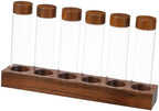 Glass Coffee Bean Storage Tube Set with Wooden Stand and Threaded Lids by Healifty