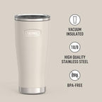 THERMOS Icon Series 24oz Stainless Steel Tumbler with Slide Lock Lid, Leakproof, Fits Cupholder, Dishwasher Safe, Griptec™ Non‑Slip Base, Keeps Drinks Hot 6 Hrs/Cold 22 Hrs, Sandstone - Image 2
