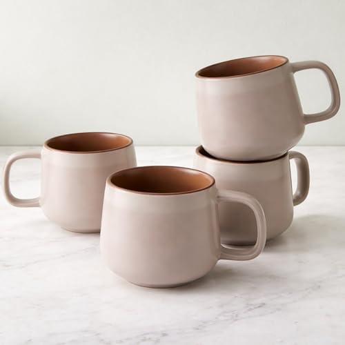 Ava Nord Large Stoneware Ceramic Coffee Mugs Set of 4-16 oz - Rose Sand by AvaNord