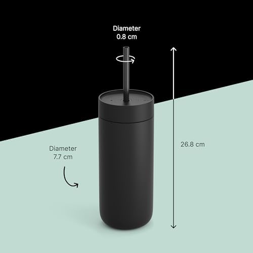 Fellow 20 oz Carter Cold Tumbler – Spill-Resistant Straw Lid, Stainless Steel Vacuum-Insulated Cup with Ceramic Interior and Reusable Straw for Cold Drinks,Fits Cup Holders,Dishwasher Safe,Matte Black - Image 3