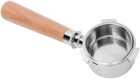 Asixxsix 51mm Bottomless Portafilter 3 Ears, 51mm Professional Espresso Portafilter with Filter Basket and Puck Screen, Stainless Steel Basket and Beechwood Handle by Asixxsix
