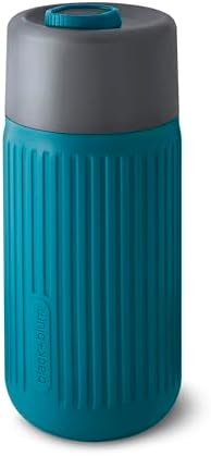 BLACK + BLUM Glass Travel Cup | Durable, Lightweight On-the-Go Tumbler, Lid Lock, Leak-proof - Perfect for Hot & Cold Drinks | Fits in Bike Bottle Cages & Car Cup Holders | Ocean, 11 oz / 340ml by BlackBlum