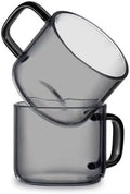 Drinking Glasses Glass Mugs Set of 2, with Handle, 5 oz/150 ml(Gris) by Unknown