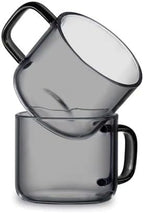 Drinking Glasses Glass Mugs Set of 2, with Handle, 5 oz/150 ml(Gris) by Unknown