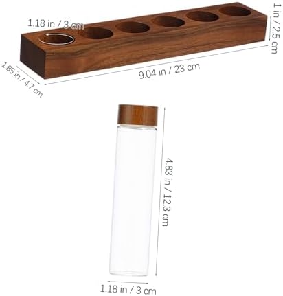 Glass Coffee Bean Storage Tube Set with Wooden Stand and Threaded Lids - Image 2