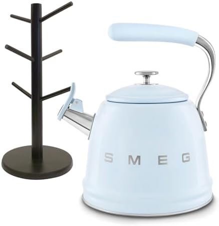 SMEG 50's Retro Style Whistling Kettle & divvi! Mug Tree Bundle - Pastel Blue by Unknown