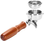 DIBTSA 58mm Espresso Portafilter Compatible with Nuova Simonelli,Double Spouts 2 Ears, with Stainless Steel Head and Filter Basket and Wood Handle - Image 2